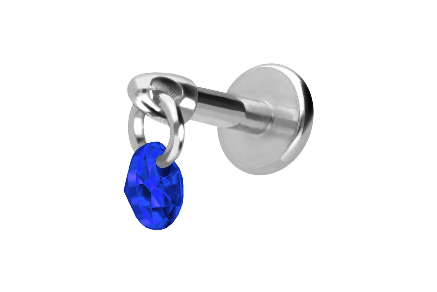 Titan Labret Piercing mit Innengewinde RUNDER KRISTALL